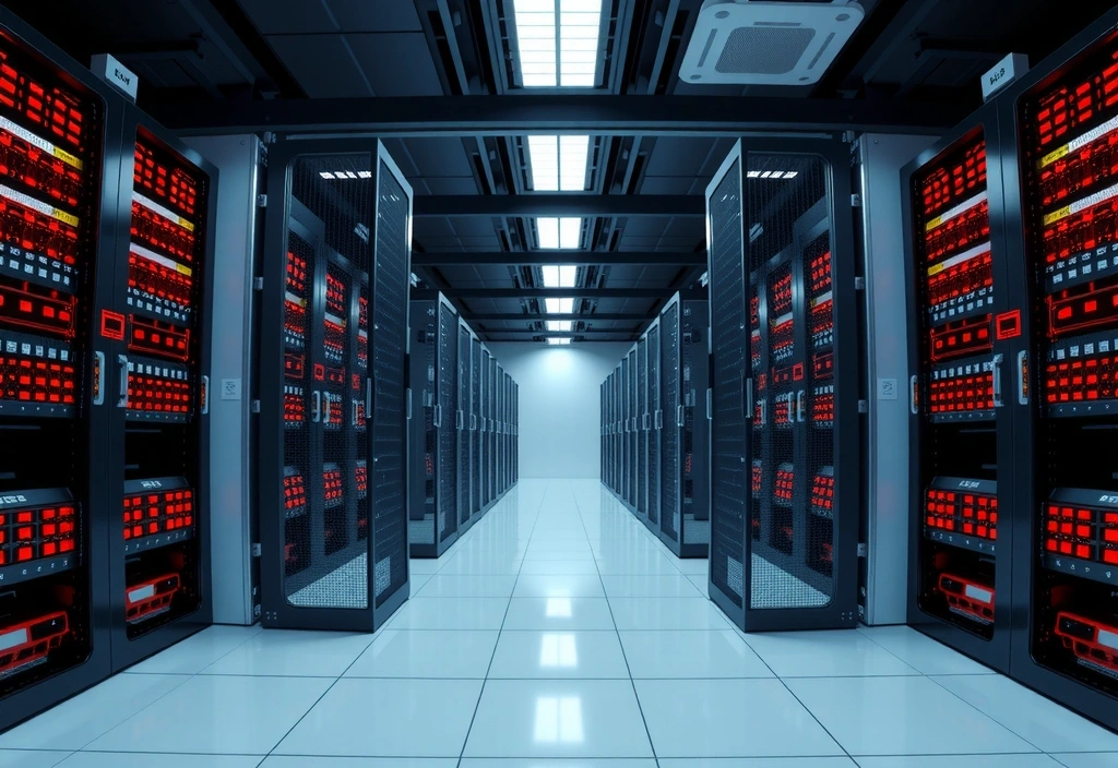 Server racks and network infrastructure in a data center