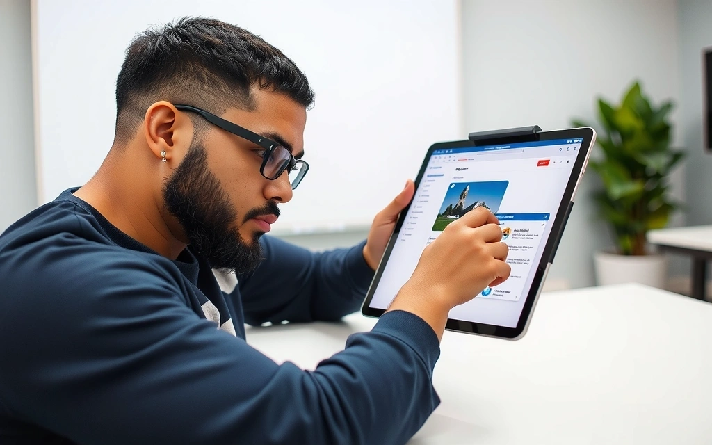 Designer working on wireframes and prototypes on a tablet.